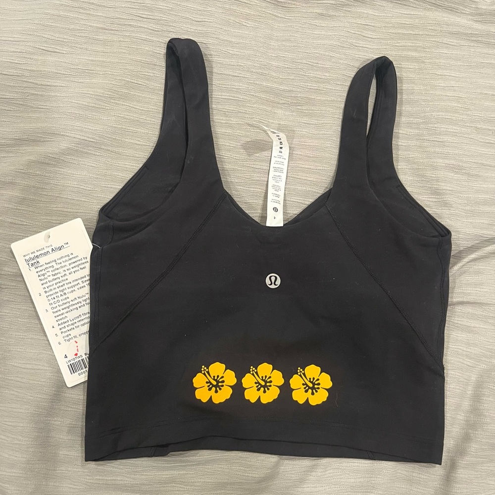 Lululemon Hawaii Aloha Limited Align Tank with Hawaiian Plumeria Flowers